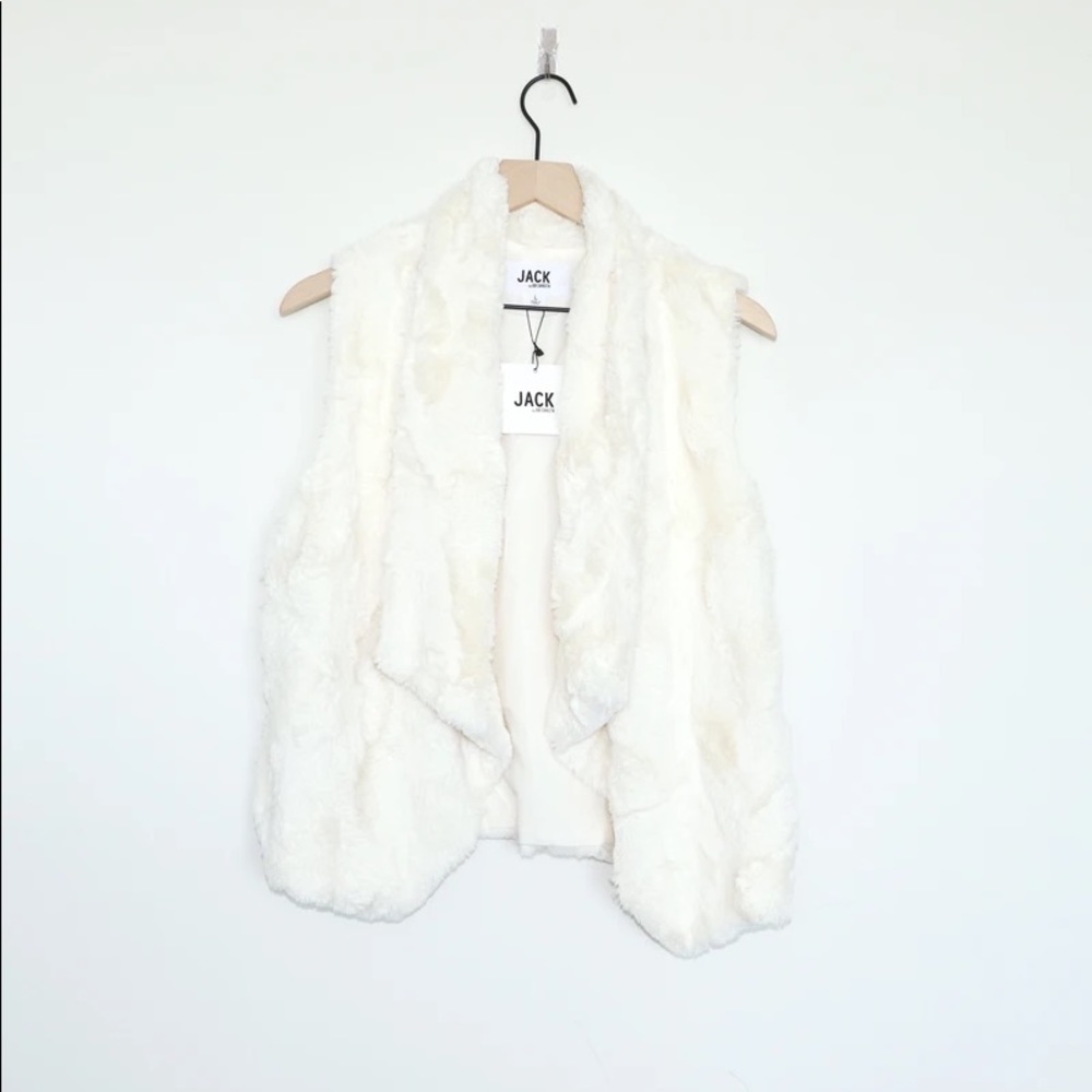 BB Dakota White Faux Fur Vest